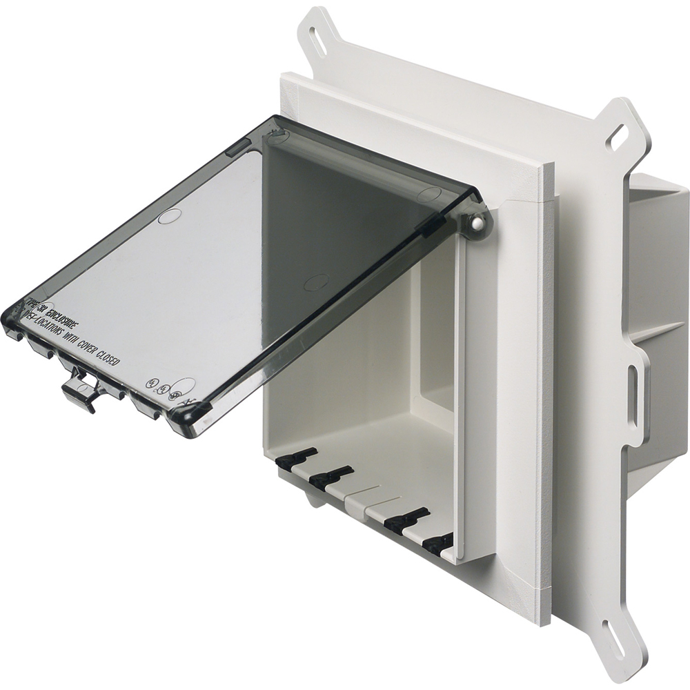 DBVS2C InBox 1-Piece Low Profile Electrical Box, Plastic, 22 cu-in Capacity, 2 Gangs, 9.058 in L x 8.992 in W x 5.142 in D