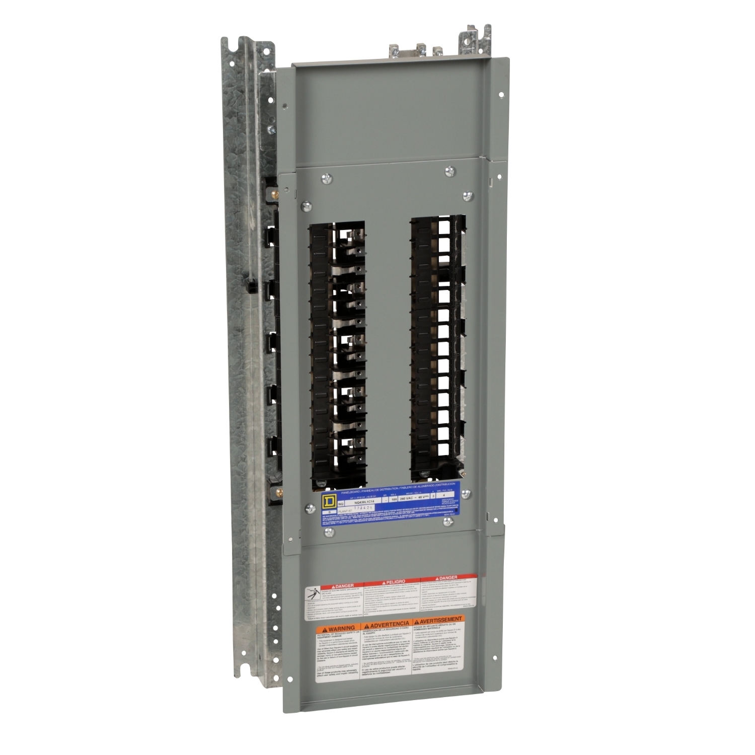 NQ430L1C14 NQ Series 3-Phase Panelboard Interior, 240 V AC/48 V DC, 100 A, 30 Spaces