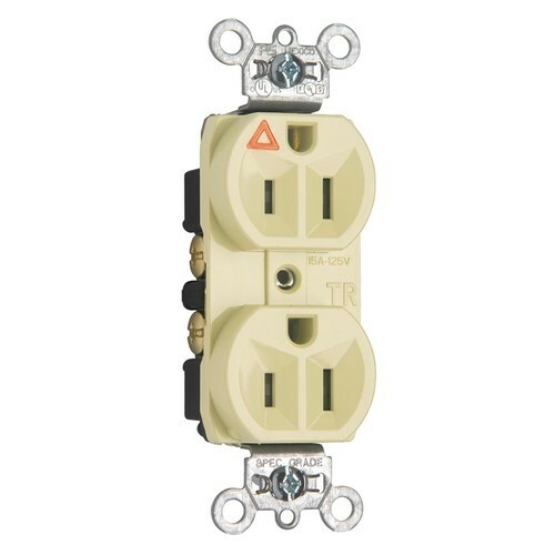 IG5262I 15 Amp 125V  Isolated Ground Duplex Receptacle, Back and Side Wire, Ivory