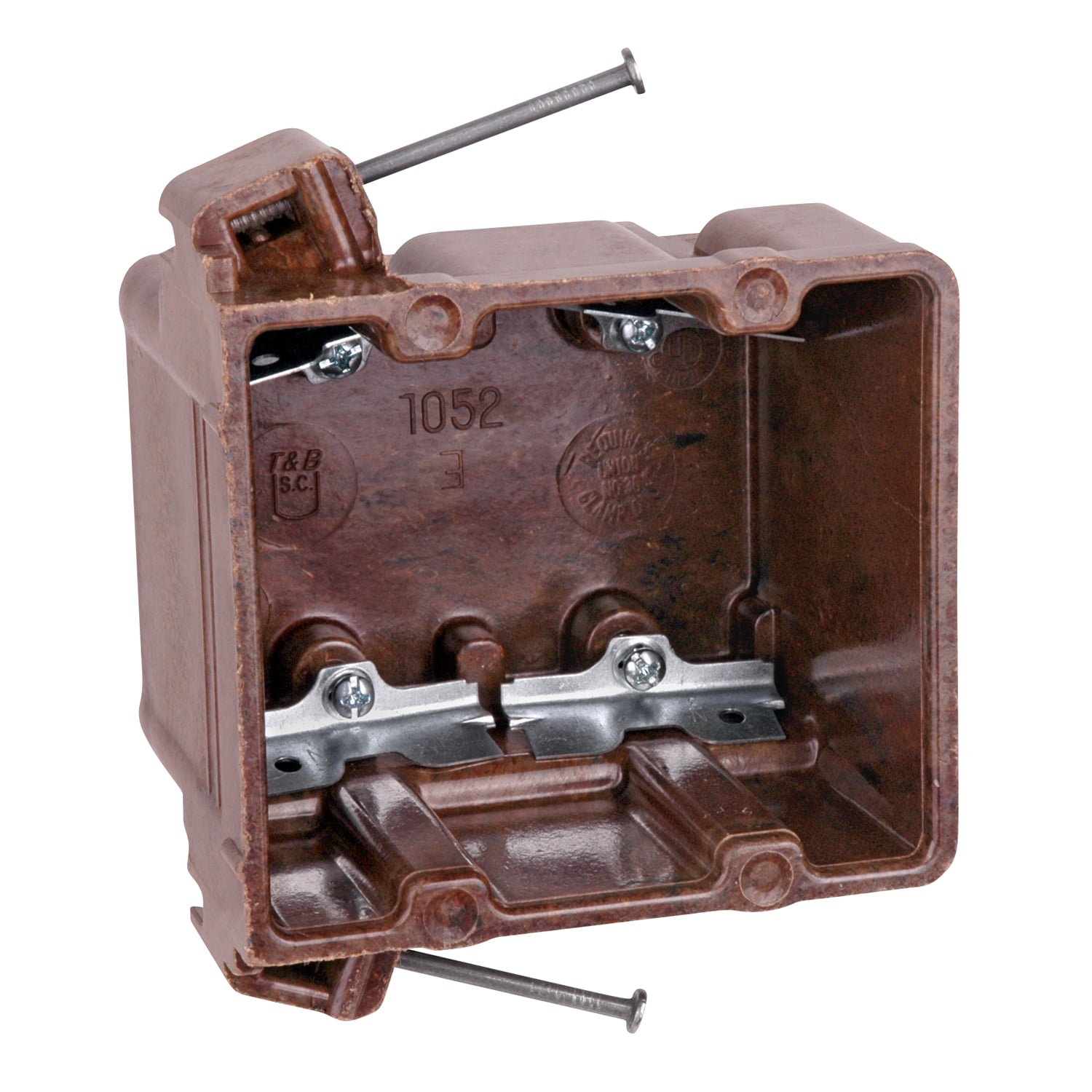 1052-C Carlon New Work Outlet Box With High Clamp, Phenolic, 32.5 cu-in Capacity, 2 Gangs, 3-5/8 in L x 4-1/16 in W x 2-11/16 in D