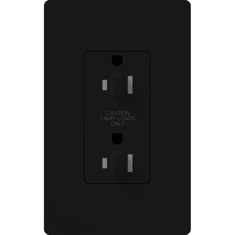 CAR-15-DDTR-BL Claro Dual Dimming Tamper-Resistant Duplex Receptacle, Decorator-Style Outlet, 15 Amp, Gloss, Black