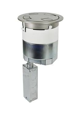 6AT2PBZ Evolution 6AT Multi-Service Pre-Wired Recessed Poke-Through Assembly With Flush Style Cover, 6 in Hole, 3 Gangs, 24 cu-in Capacity, Steel