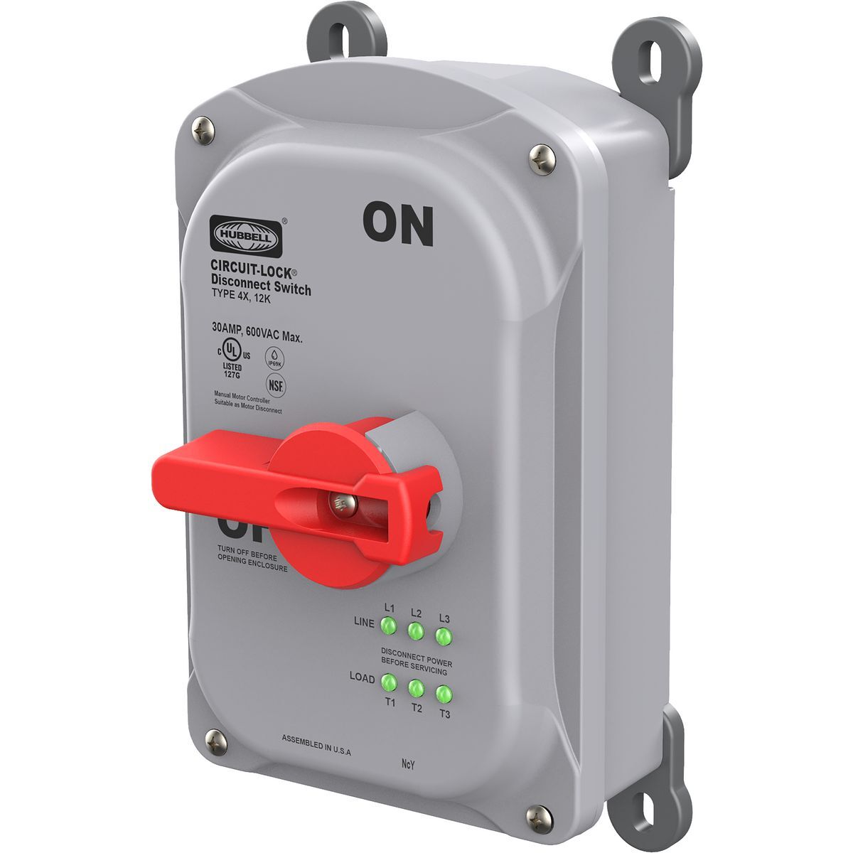 HBLDS30P Disconnect Switches, 600 V AC, 30 A, 15 hp, 3 Poles