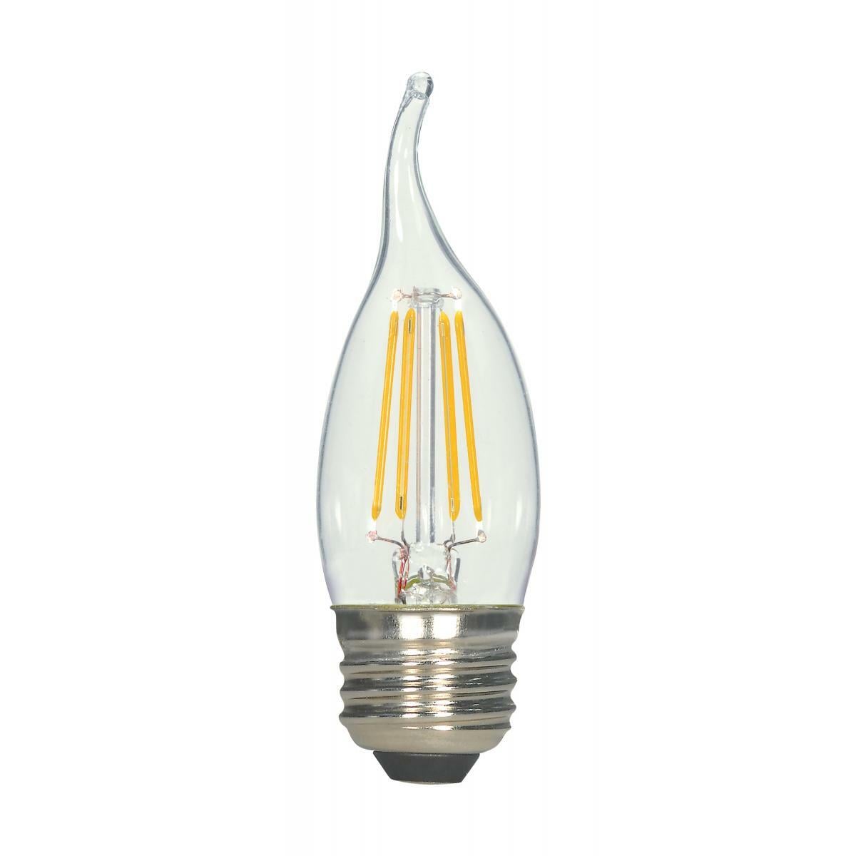 S21727 Dimmable Filament LED Lamp, 5.5 W, 60 W Incandescent Equivalent, E26 Lamp, CA10 Candle Shape, 500 Lumens