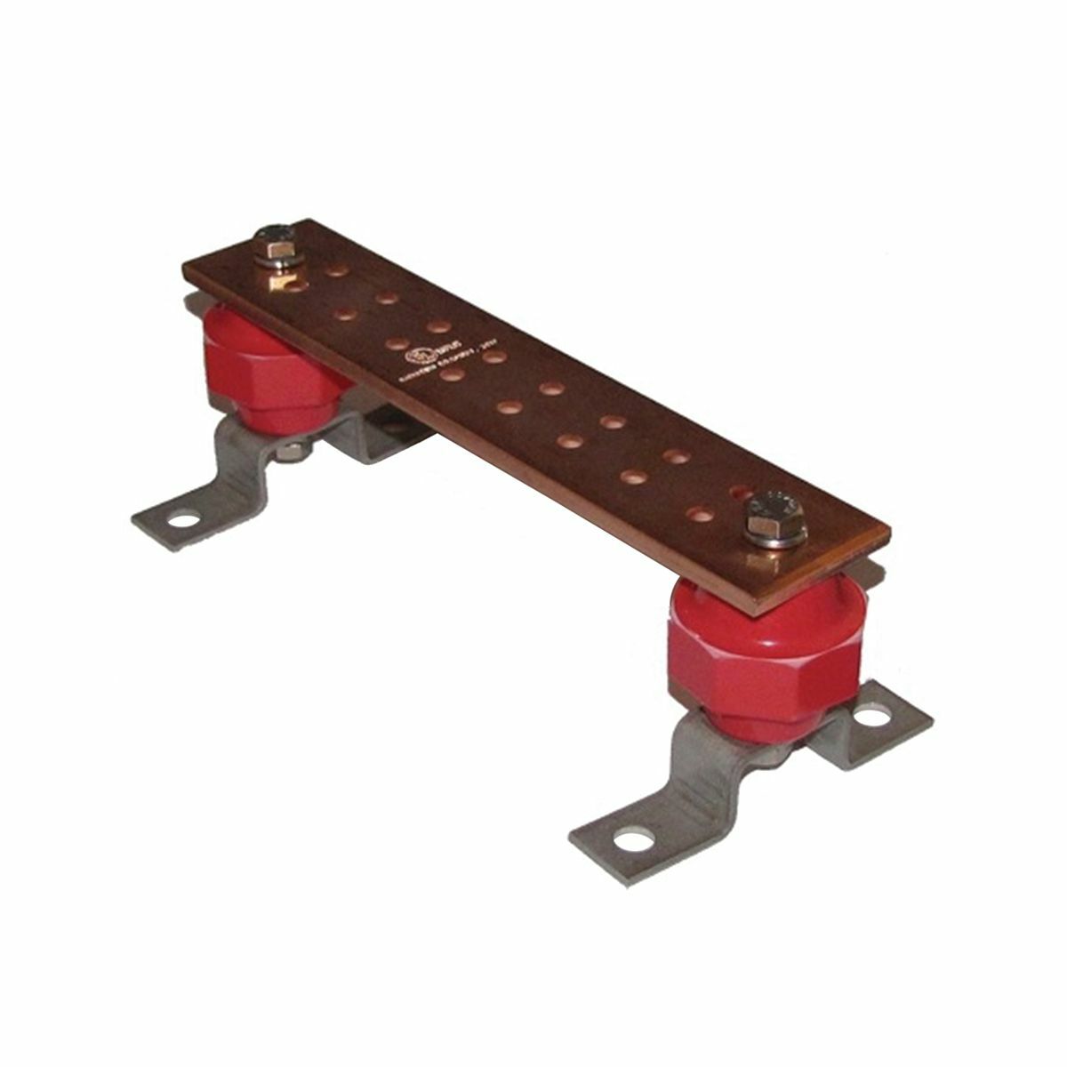 BBB14210A Busbar With Insulator Bracket, 10 in L x 2 in W, 16 Holes, Copper
