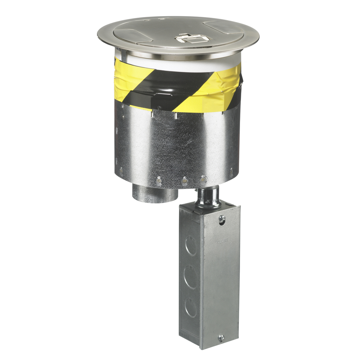 S1R6PTACEHNKL Flush Split Recessed Standard Sized Poke-Through Assembled Unit With (3) S1R6SPA Extron AAP Openings, (5) S1R6SPC Extron MAPP Openings, (1) Decorator Opening and (2) S1R6SPE Keystone Openings