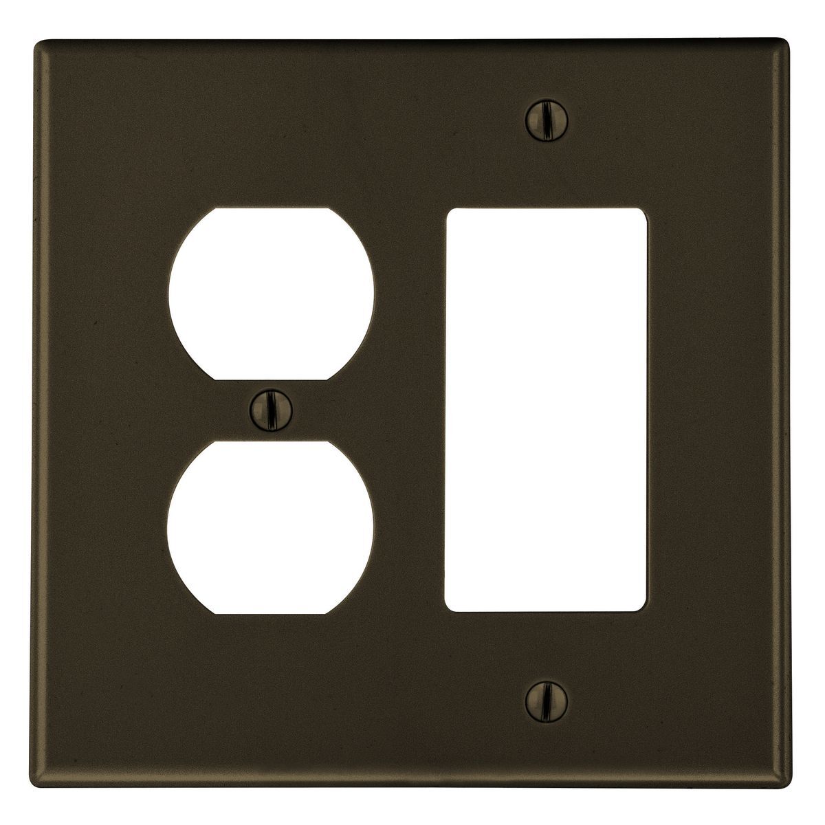 P826 Non-Metallic Standard Wall Plate, 2 Gangs, 4.69 in W x 4.63 in H, Polycarbonate Thermoplastic, Brown