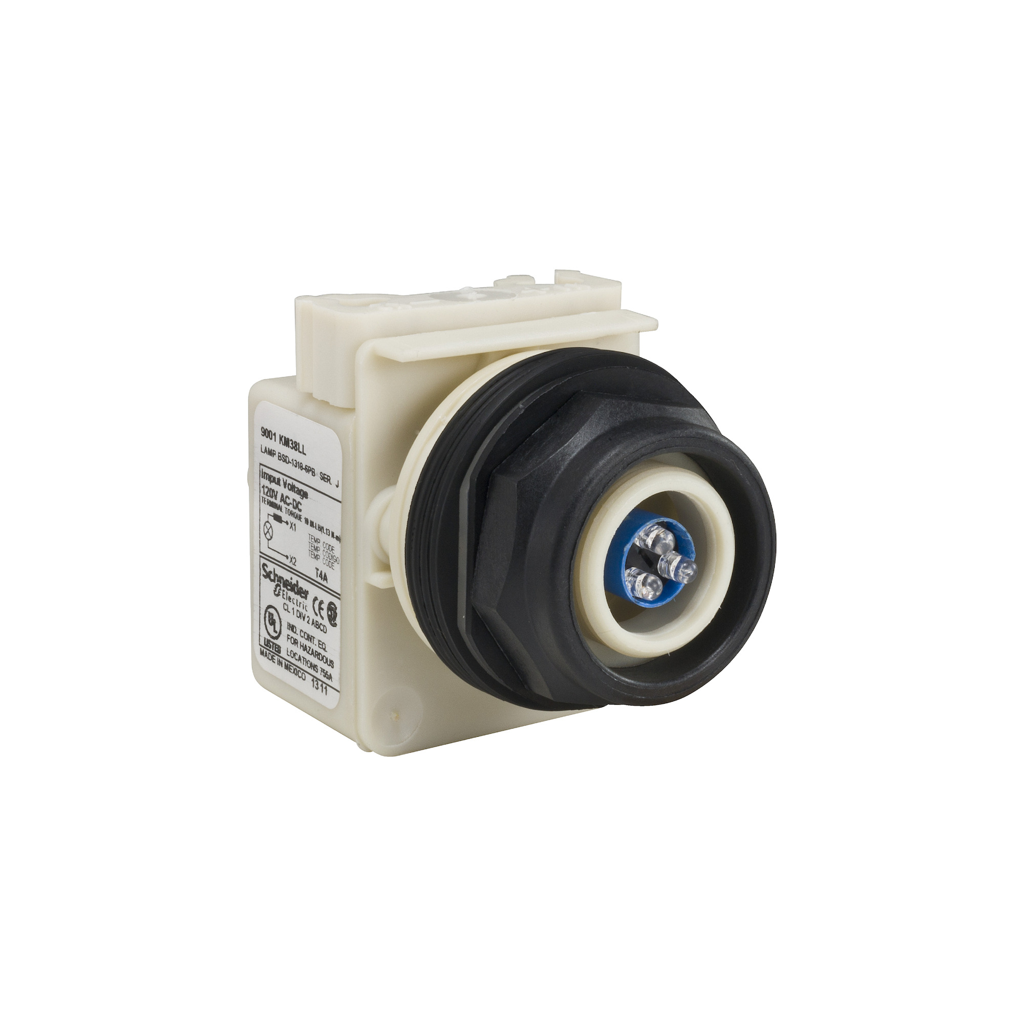 9001SKP38LL Harmony Type SK Corrosion-Resistant Standard Pilot Light, 120 V AC/DC, 1.4 VA, Round Lens, Panel Mount