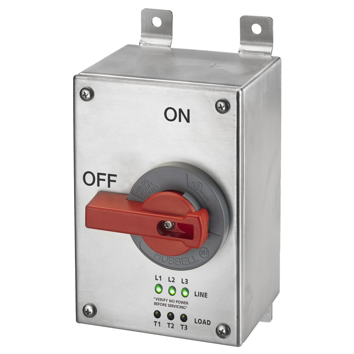 HBLDS6SSP 2-Position Unfused Disconnect Switch With LED Indicator Light, 600 V AC, 60 A, 50 hp, 2-Position Contact, 3 Poles