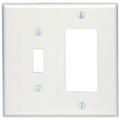 86605 Decora Oversized Combination Wall Plate, 2 Gangs, 5.31 in W x 5.25 in H, Thermoset, Ivory