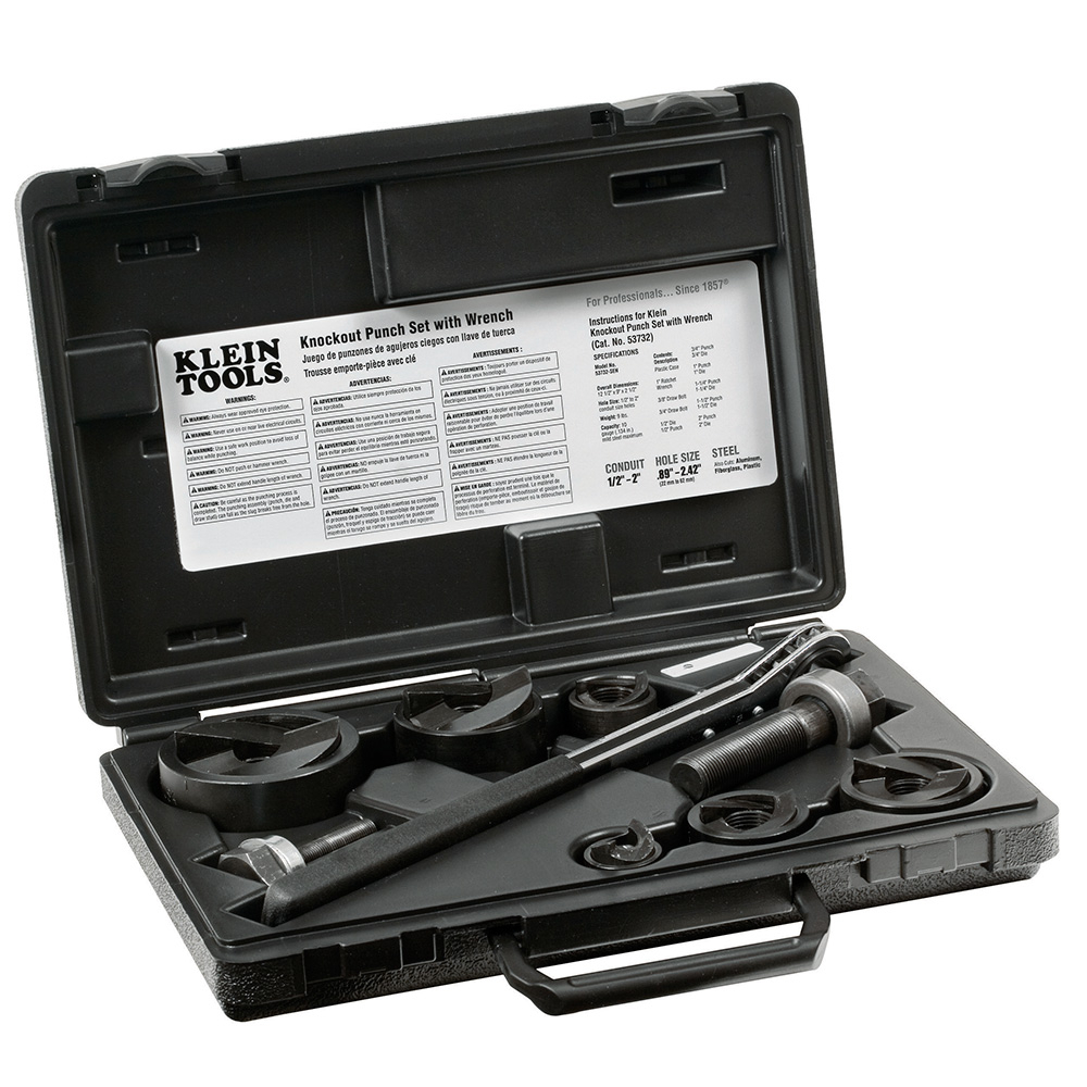53732SEN Split Slug Knockout Punch Set, For Use With 1/2 in, 3/4 in, 1 in, 1-1/4 in, 1-1/2 in and 2 in Conduit, 1 in Conduit/Pipe, Mild Steel