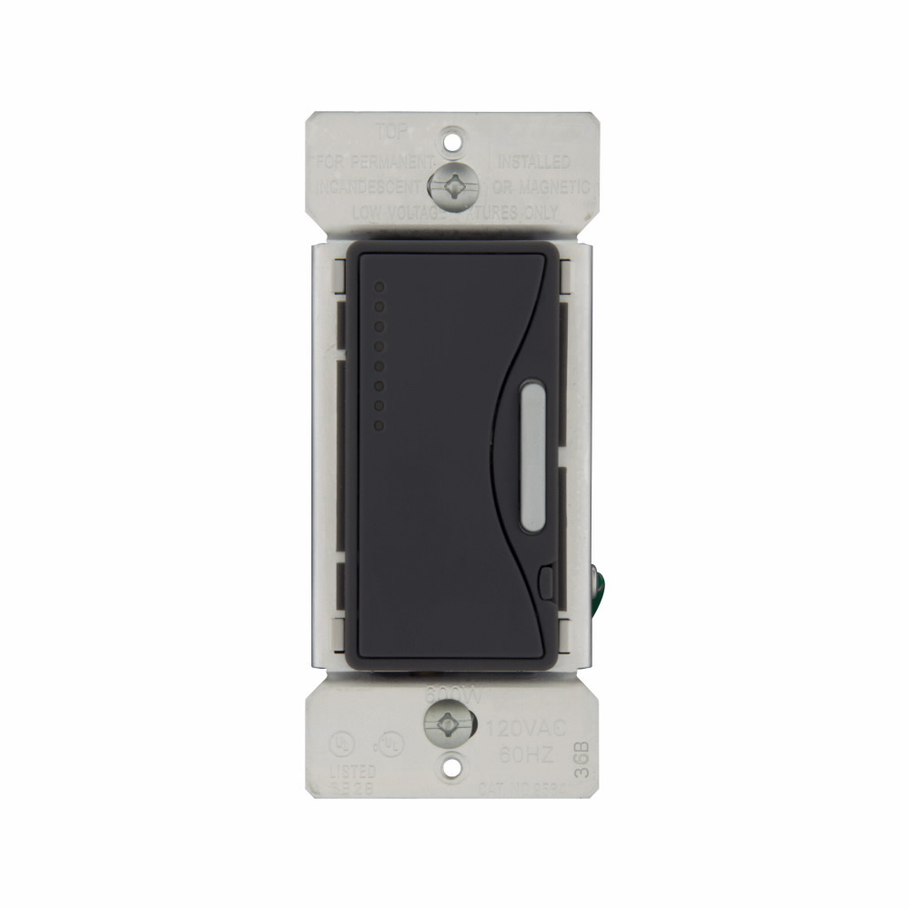 Eaton smart dimmer, Flush mounting, 120V, Wire leads, Maintained closure, Silver granite, 60 Hz, Incandescent, halogen, magnetic low voltage, Single-pole, multi-location, Polycarbonate, 600W 646102