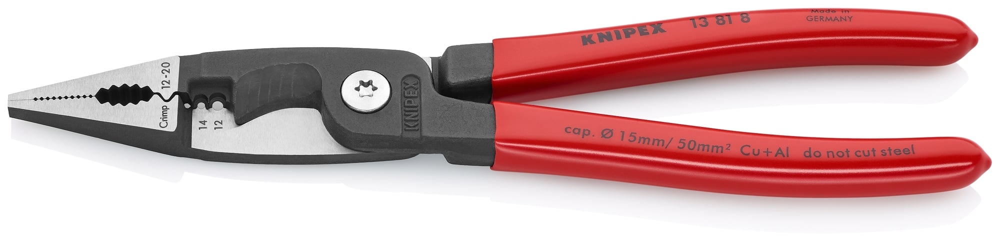 6-in-1 Electrical Installation Pliers 12 and 14 AWG, 8 in., Non-Slip Plastic, Bulk