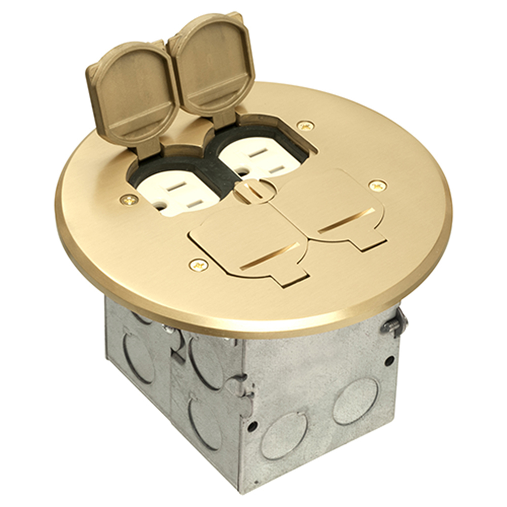 FLB6240MB Combination Floor Box Kit, Brass/Plastic/Steel, 2 Gangs