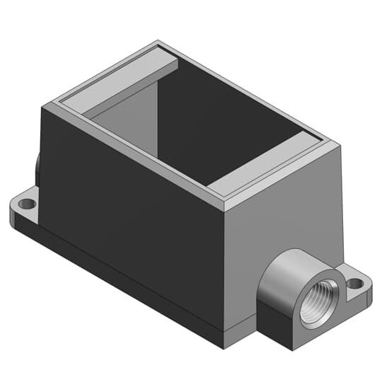 FDC1-TB T&B Type FDC Deep Style Feed-Through Cast Device Box, Iron, 1 Gangs, 2 Outlets, 1 Knockouts, 2-3/4 in W x 2-13/16 in D x 4-9/32 in H