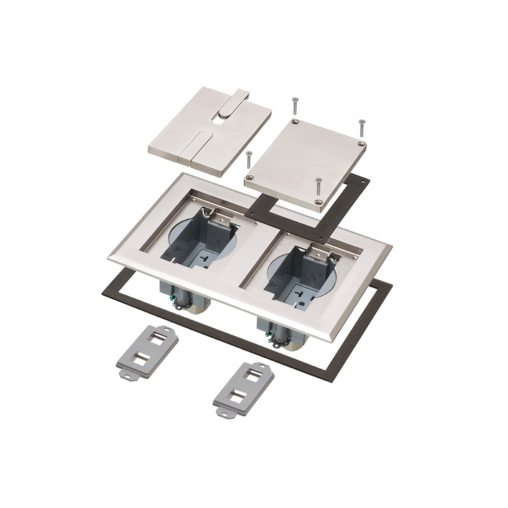 FLBC8528NL Gangable Box Cover Kit, 6.094 in L x 9.288 in W, Blank and Slotted Cover, Zinc