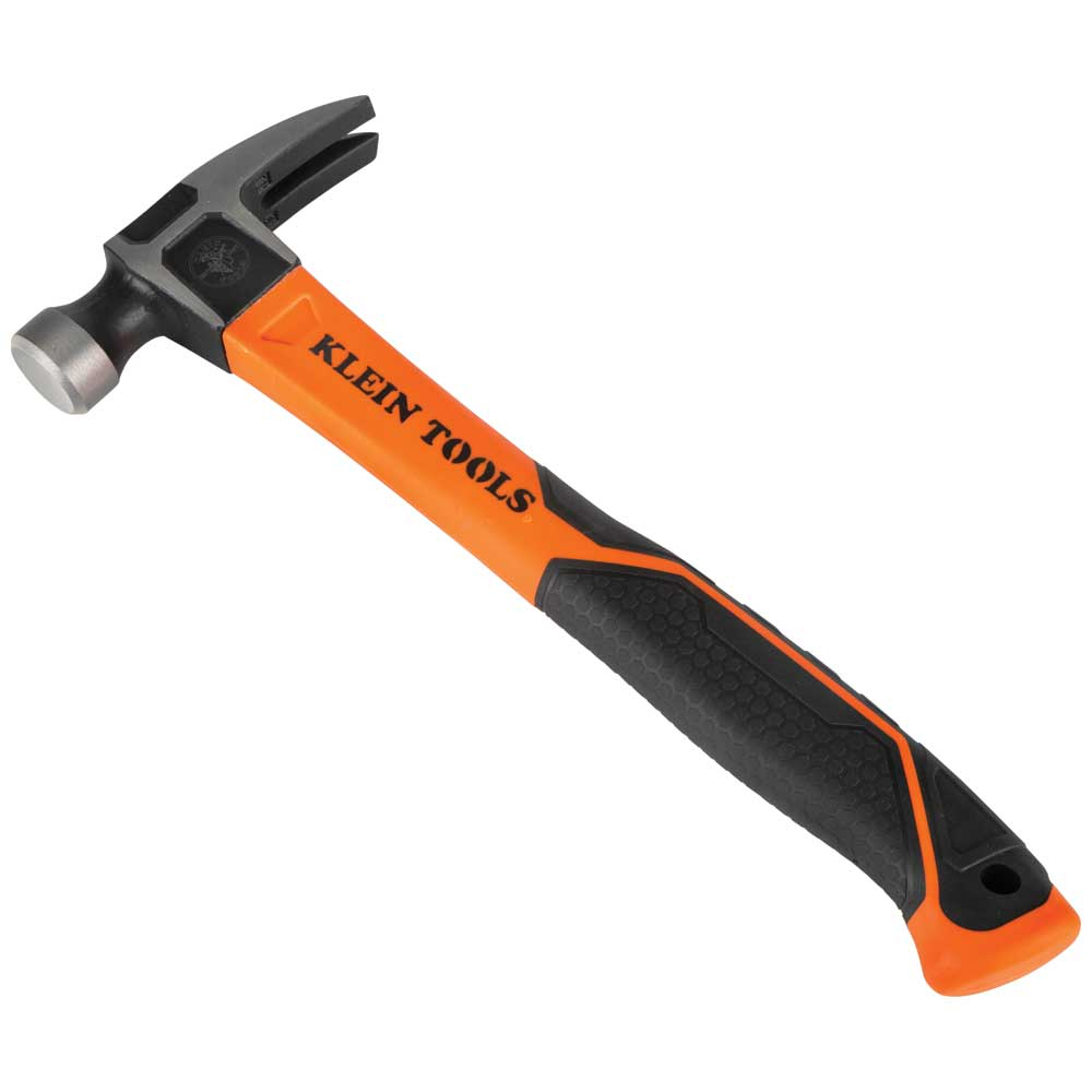 H80816 Straight Claw Hammer, 12.8 in OAL, Striking Face, Smooth Face Surface, 16 oz Head Forged Steel Head, Straight Claw, Fiberglass Handle