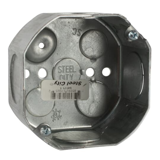 54171-1 Steel City Drawn Style Box, Steel, 22.5 cu-in Capacity, 1 Outlets, 7 Knockouts, 2-1/8 in D
