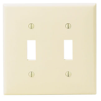 80709-I Standard Size Traditional Wall Plate, 2 Gangs, 4.56 in W x 4.5 in H, Thermoplastic, Ivory