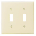 2-Gang Toggle Device Switch Wallplate, Standard Size, Thermoplastic Nylon, Device Mount, Ivory
