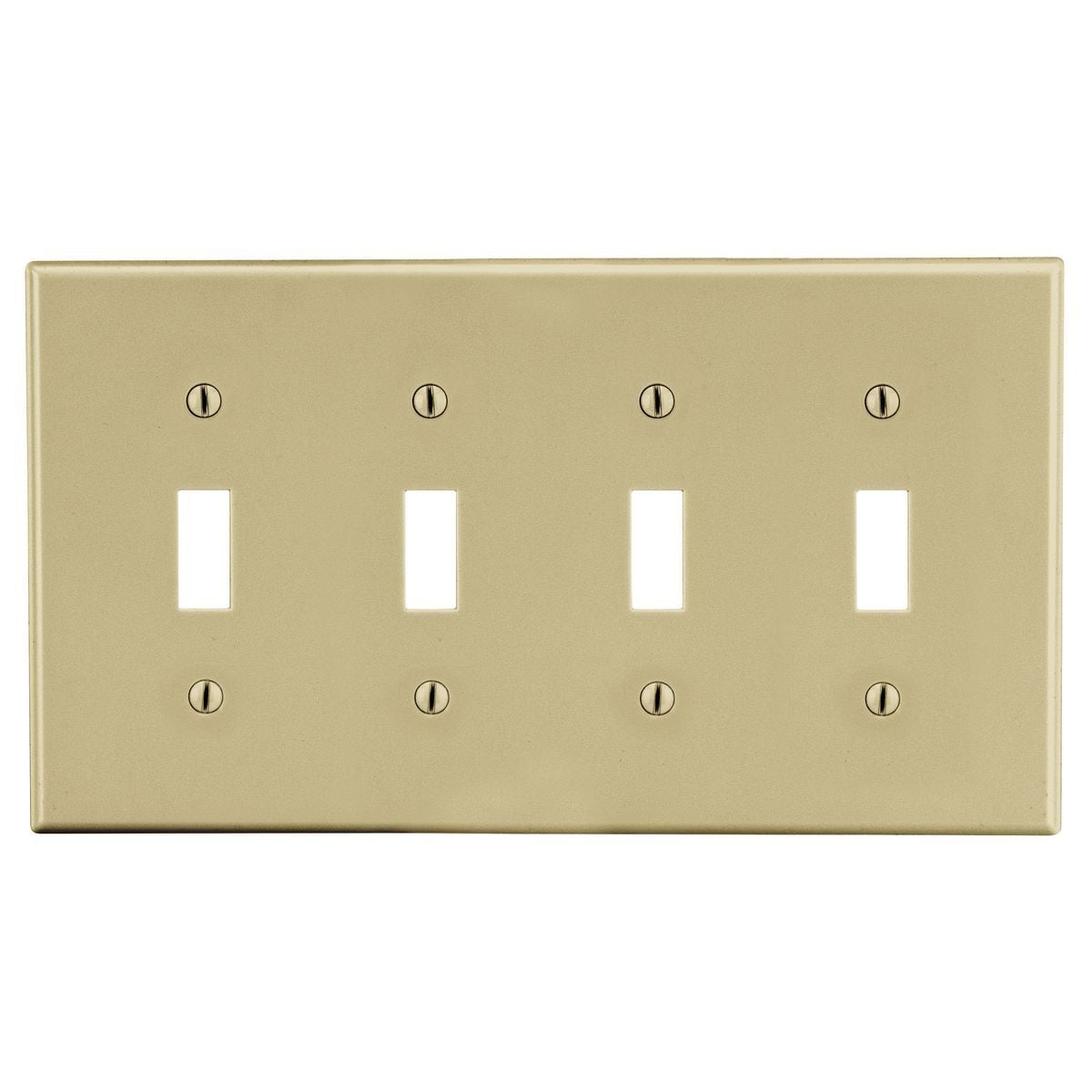 P4I Non-Metallic Standard Wall Plate, 4 Gangs, 8.31 in W x 4.63 in H, Polycarbonate Thermoplastic, Ivory
