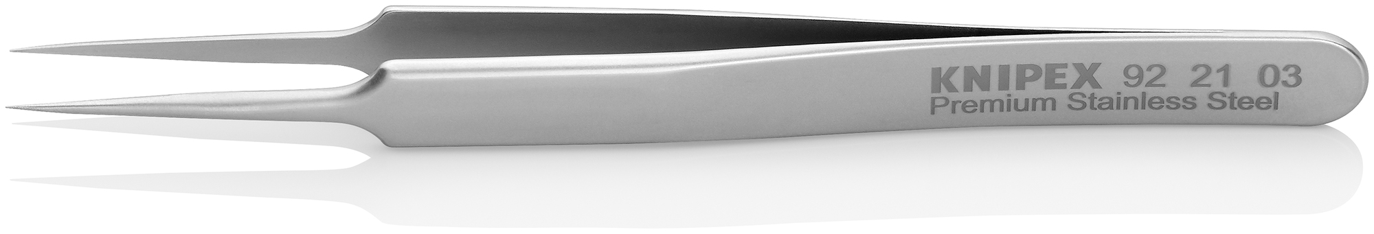 Premium Stainless Steel Gripping Tweezers-Needle-Point Tips, 4 1/2 in., 0.06 mm TT, 0.12 mm TW