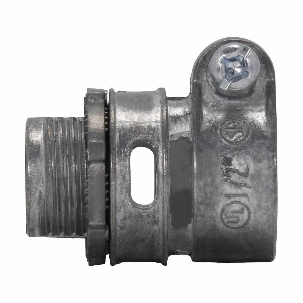 708DC Non-Insulated Straight Squeeze Connector, 1/2 in Trade, For Use With Flexible Metallic Conduit Fitting, Die Cast Zinc, Zinc Plated