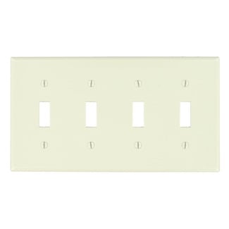 78012 Standard Size Traditional Wall Plate, 4 Gangs, 8.18 in W x 4.5 in H, Thermoset, Light Almond