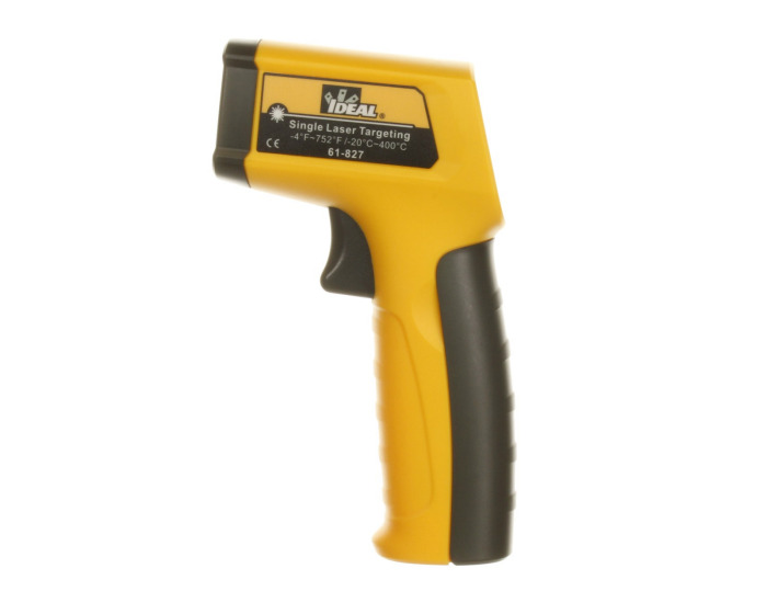 61-827 Infrared Thermometer, 32 to 122 deg F, <80%RH Accuracy, 0.95, AAA Battery