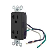 16352-LE Decora Plus 1-Phase Duplex Heavy Duty Grounding Straight Blade Receptacle, 125 V AC, 20 A, 2 Poles, 3 Wires, Black