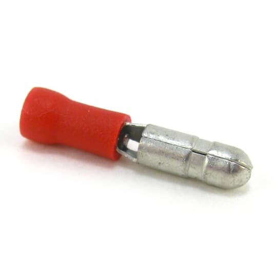 TV18-4MB-L Catamount Insulated Bullet Disconnect With Copper Sleeve, 22 to 16 AWG, 0.157 in Dia Bullet, Brass, Red