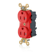 M5362-SGR Lev-Lok 1-Phase Duplex Extra Heavy Duty Tamper Resistant Straight Blade Receptacle, 125 V AC, 20 A, 2 Poles, 3 Wires, Red