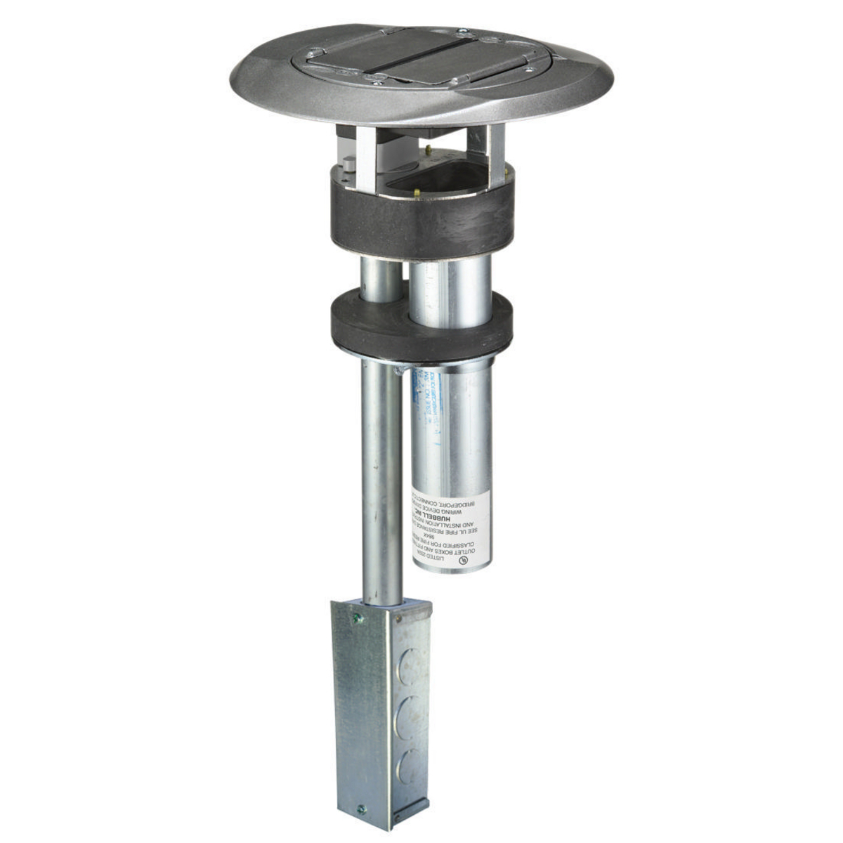 S1PT3IMGYJ 1-Piece Flush Modular Standard Sized Poke-Through Assembled Unit With Junction Box, 4 in Hole, 8 in Dia x 0.16 in THK Cover, 300 lb Capacity, Composite