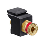 40833-BER QuickPort Feed Through Fire Retardant Snap-In Binding Post Connector With Red Stripe, Screw Termination, Plastic