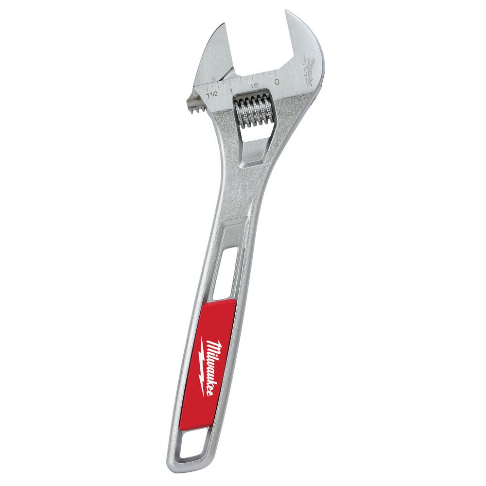 48-22-7410 Uninsulated Adjustable Wrench, 1-3/8 in, Polished Chrome, 10 in OAL, Steel Body, ASME Specified, Steel