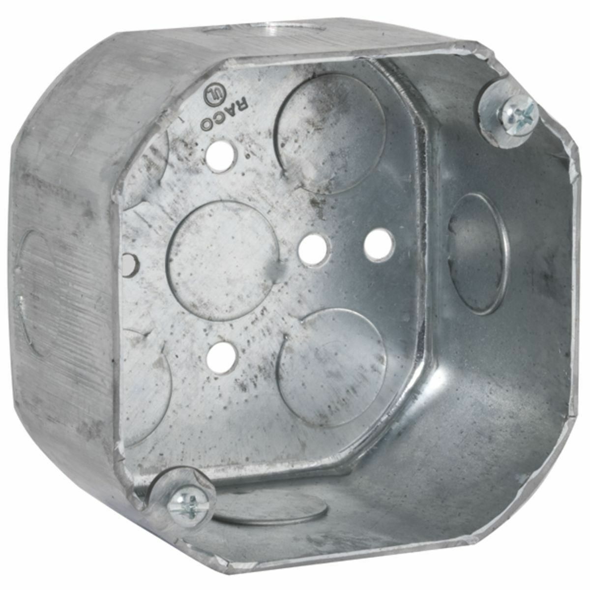 165 Octagon Box, Steel, 21.5 cu-in, 9 Knockouts