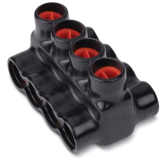 AMTD4144 Blackburn AMT Double Sided Insulated Multi-Port Connector, 14 to 4 AWG Conductor Copper Conductor, 1/8 in Hex Screw Installation, Aluminum