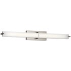 This LED, 38 inch linear wall fixture is a versatile piece. The Brushed Nickel finish and a white acrylic diffuser create a crisp look and bright, clean ambience. Horizontal or vertical mounting options add to the versatility of this fixture.