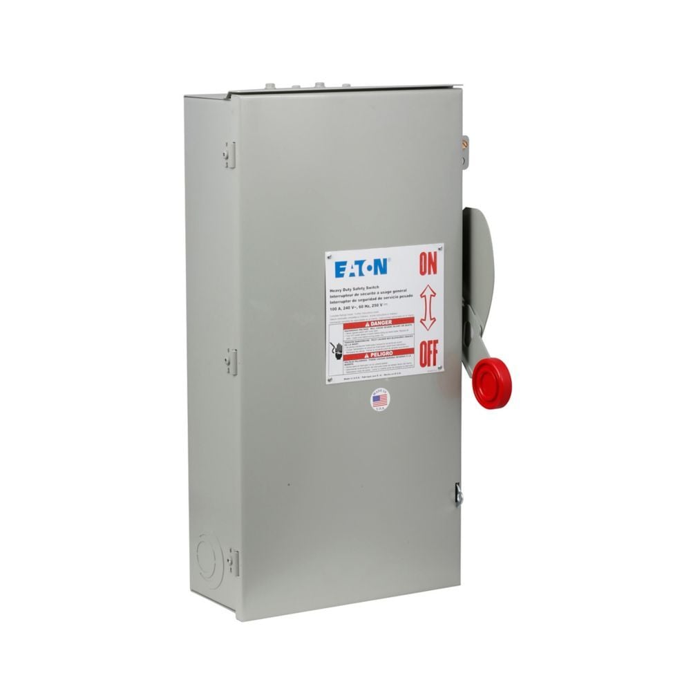 DH223FRK K Series Heavy Duty Fusible Single Throw Safety Switch, 240 V AC, 100 A, 7-1/2 hp, 15 hp, 30 hp, 20 hp, DPST Contact, 2 Poles