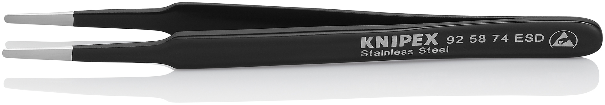 Stainless Steel Gripping Tweezers-Blunt Tips-ESD, 4 3/4 in., 0.30 mm TT, 2.00 mm TW
