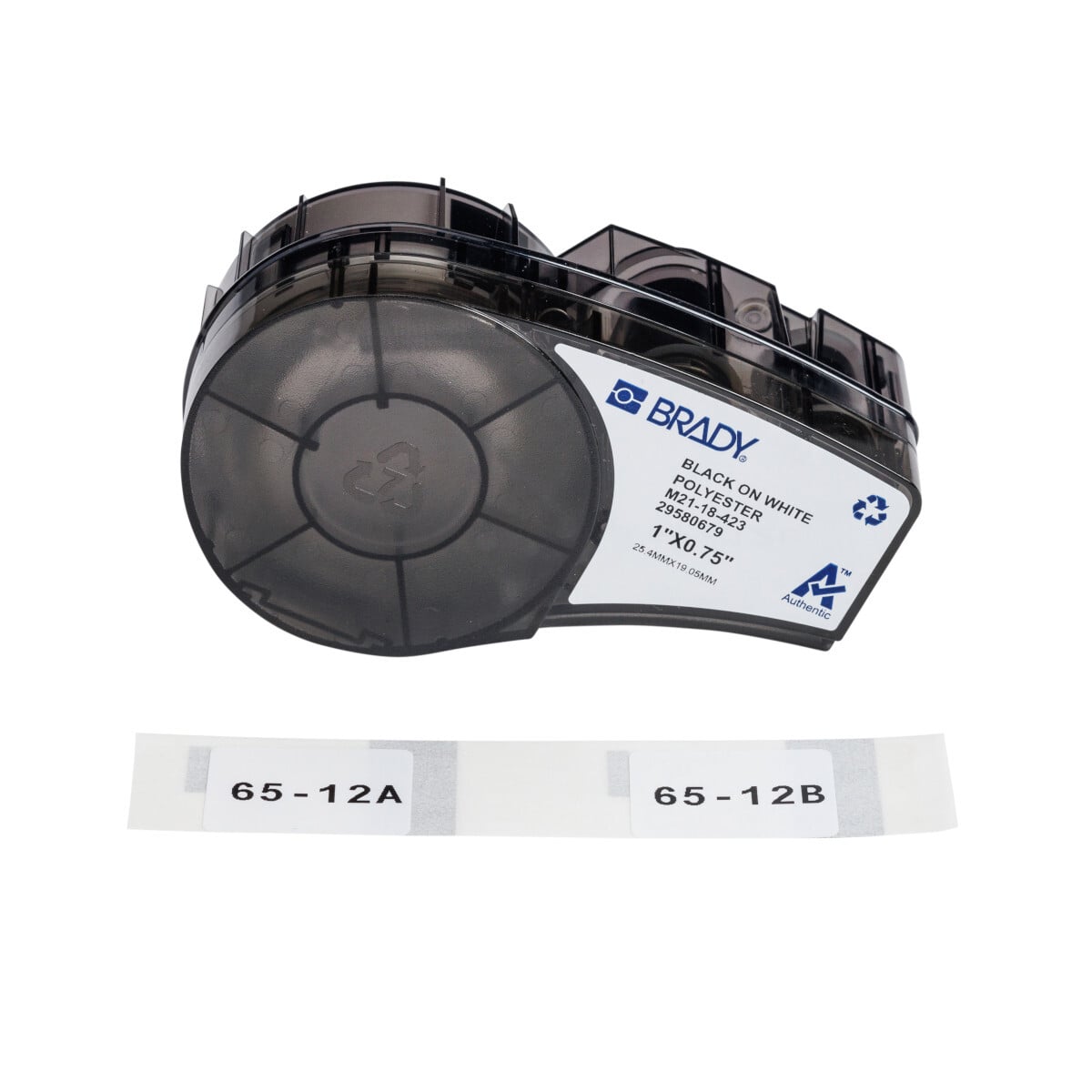 M21-18-423 Multi-Purpose Label, 1 in W, Black on White, Polyester