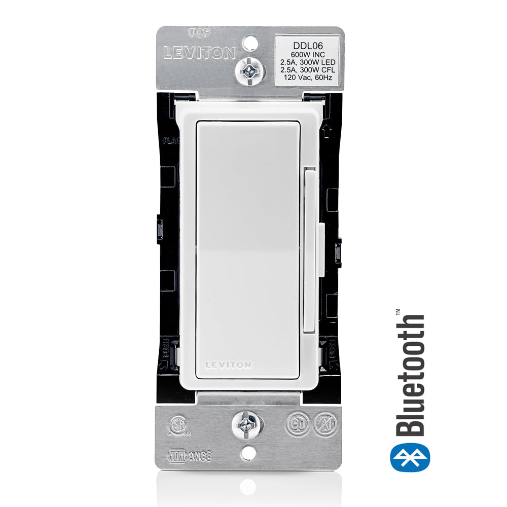 DDL06-BLZ Decora 3-Way Universal Digital Dimmer Switch With Bluetooth Technology, 120 V AC, 1 Poles, White