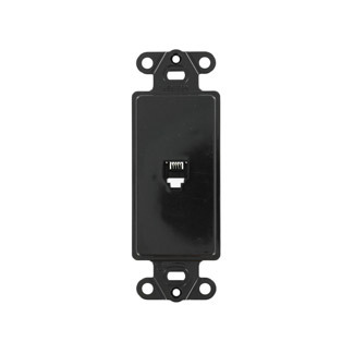 40649-E Decora Telephone Insert, RJ14 Connector, 1 Ports, 1 Gangs, Snap-Fit Mount, Black