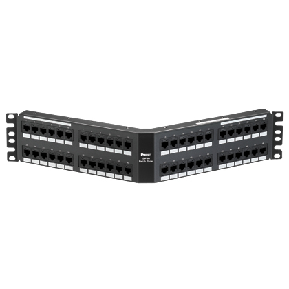 DP5e  Angled Cat 5e Punchdown Patch Panel 48 Ports, 2RU, Black