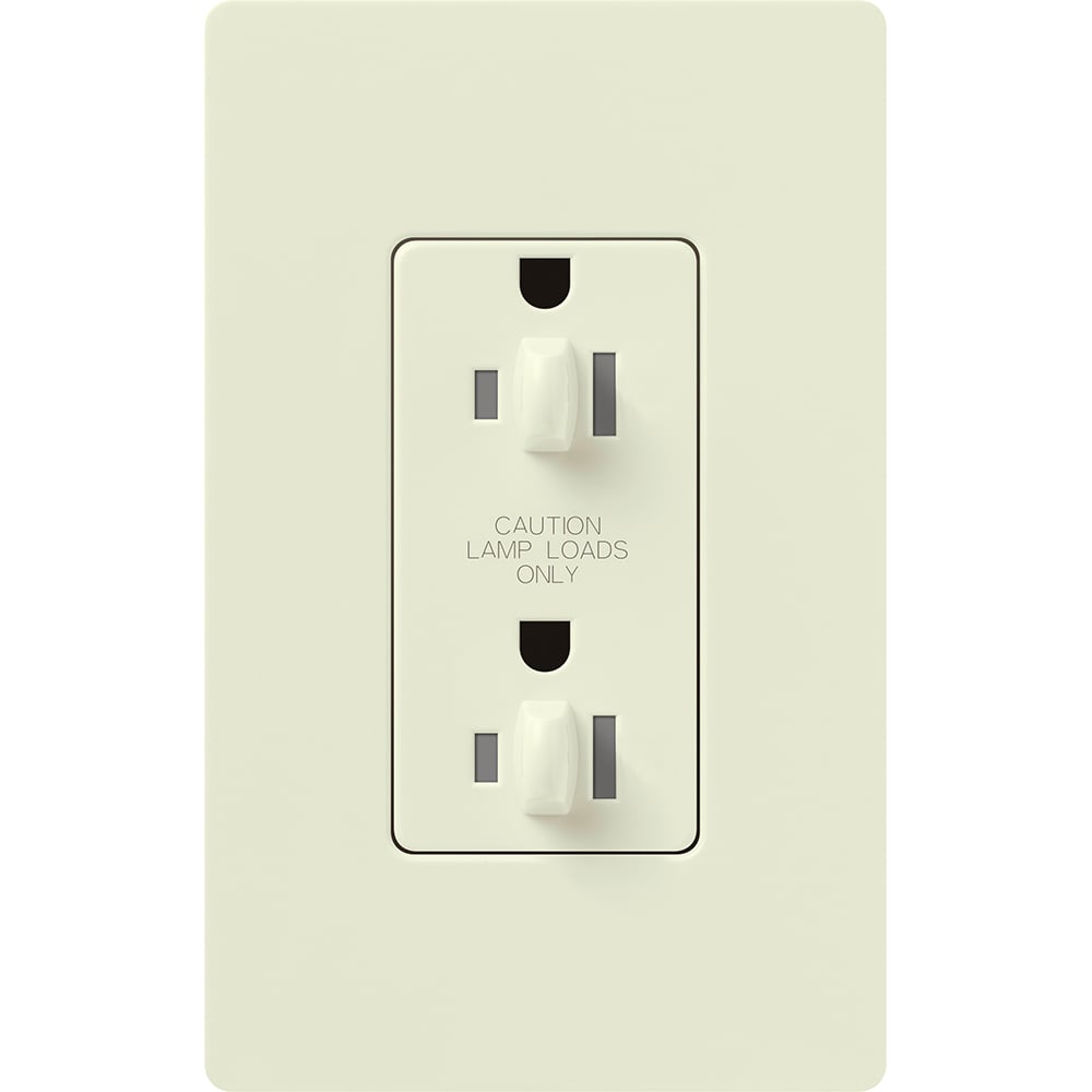 SCR-15-DDTR-BI Claro Dual Dimming, Tamper-Resistant Duplex Receptacle, Decorator-Style Outlet, 15 Amp, Satin, Biscuit