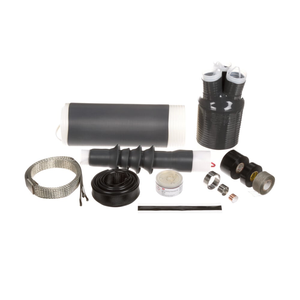 7100006351 QT-III 7600-S-3G Cold Shrink Termination Kit, 3 Pieces, For Use With Three Core Tape Shield, UniShield and Wire Shield Power Cable, Silicone Rubber, Black