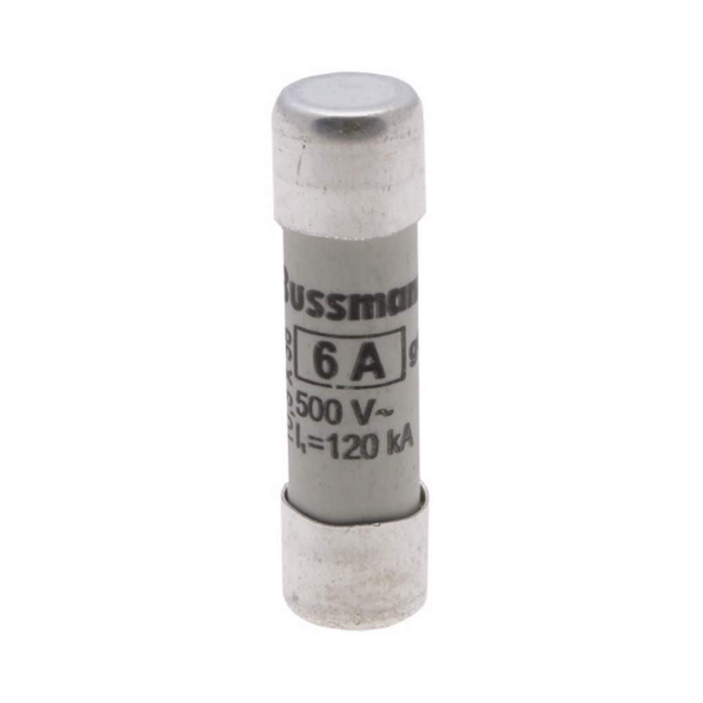C10G6 Cylindrical Low Voltage Fuse, 6 A, 500 V AC, 120 kA Interrupt, Class: GL/GG/C, Cylindrical Body