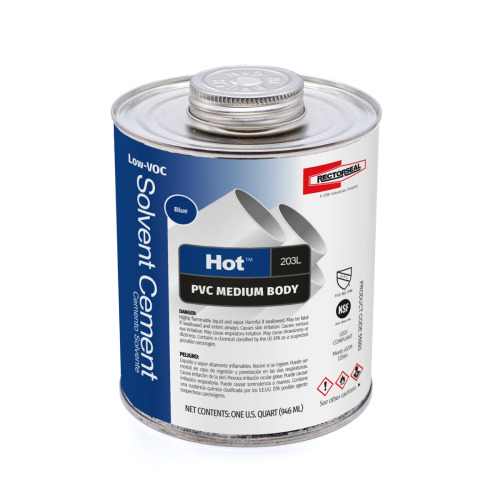 55993 Hot 203L Low VOC Medium Body Solvent Cement, 1 qt Container, Blue