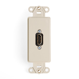 41647-I Decora QuickPort Wallplate Insert With Feedthrough Connector, HDMI Connector, 1 Gang, Fastened Mount, Ivory