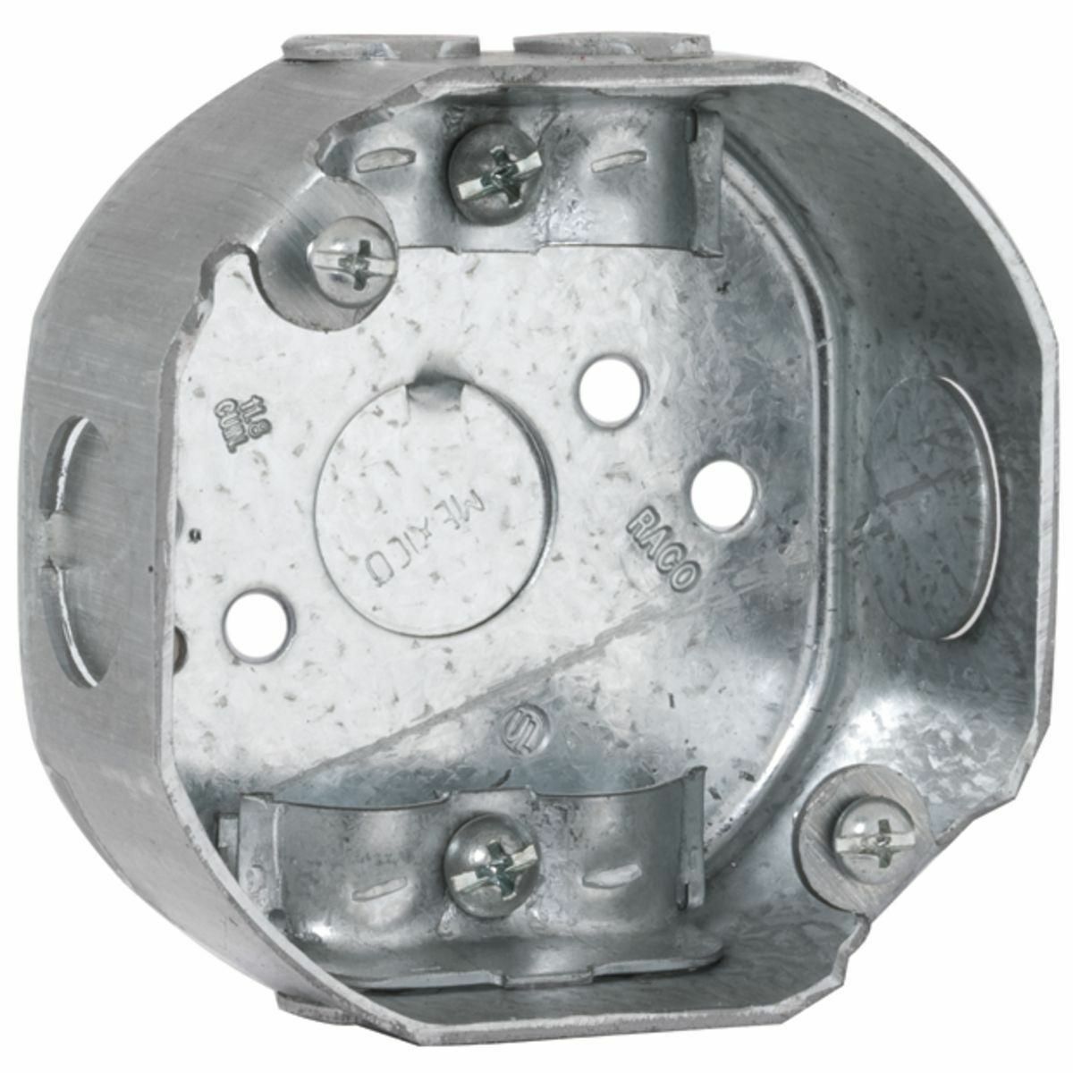 112 Octagon Box, Steel, 11.8 cu-in, 7 Knockouts